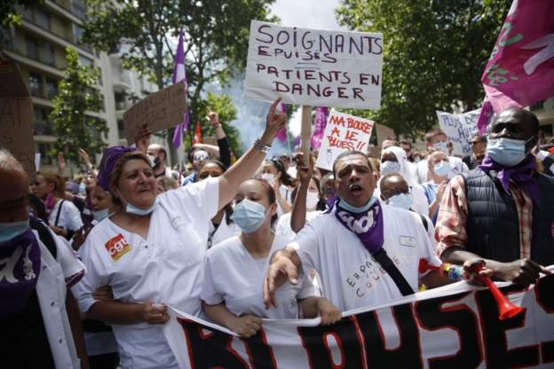 Many health workers took part in protests demanding better pay and working conditions
