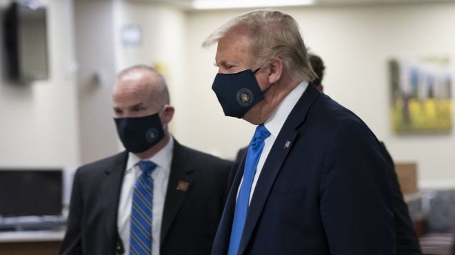 Donald Trump wore a face mask in public for the first time last Saturday