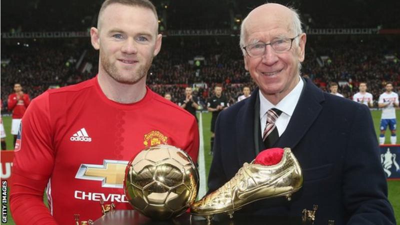 Wayne Rooney broke Sir Bobby Charlton's Manchester United and England goalscoring records