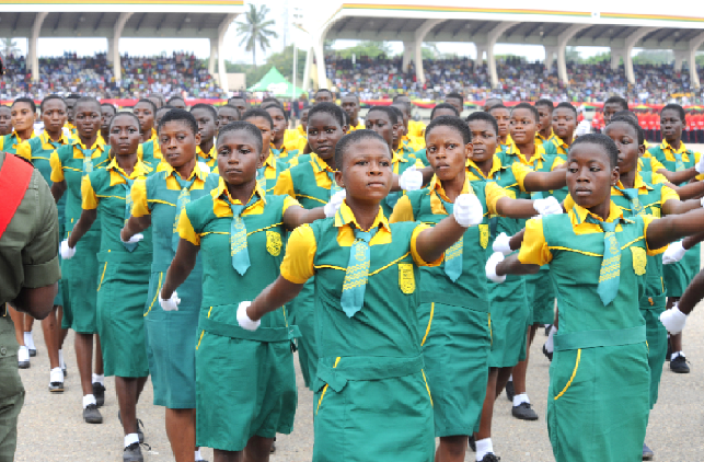 Students marching on Independence Day