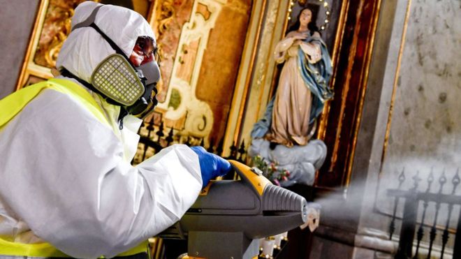 Churches have been fumigated in Naples