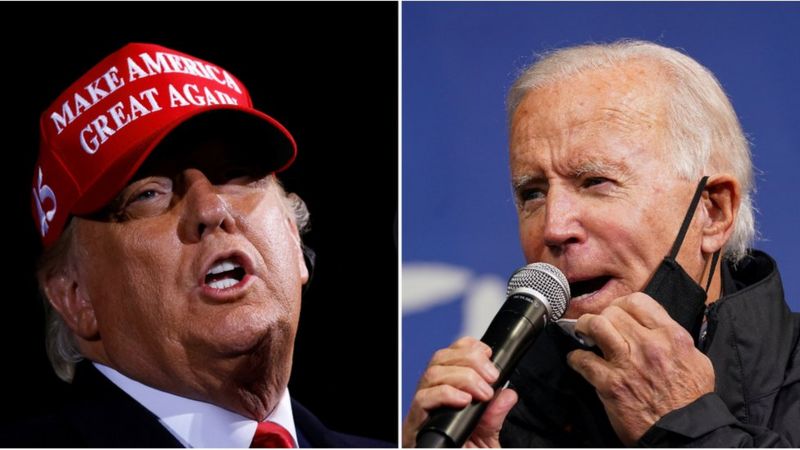 Donald Trump and Joe Biden both campaigned in key battleground states on Sunday