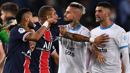 The Ligue 1 match between Paris Saint-Germain and Marseille ended in a mass brawl
