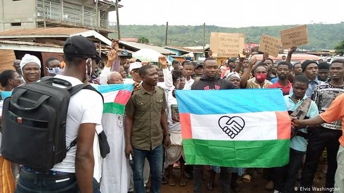 Protestors gather for a demonstration demanding sovereignty of Western Togoland