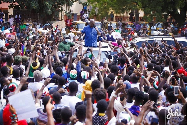 Mahama during a tour in Berekum