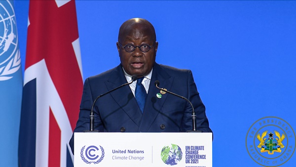 President Akufo-Addo delivering the address at the ongong COP 26