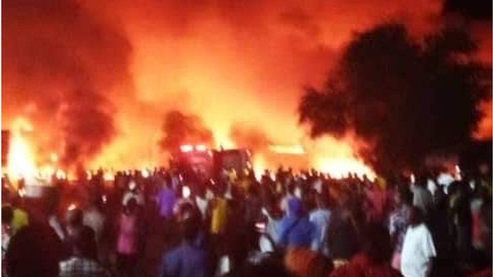 The explosion happened outside a busy supermarket
