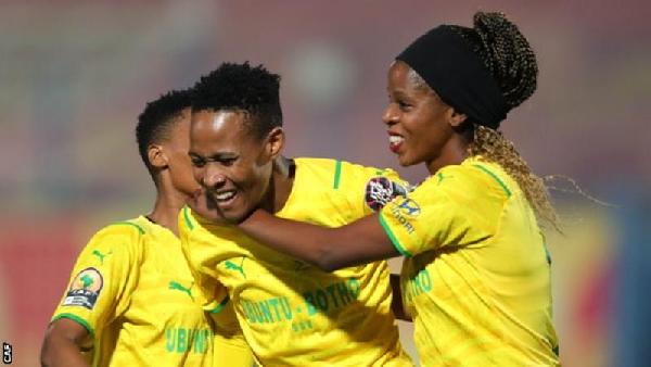 Chuene Morifi (left) and Andisiwe Mgcoyi scored the goals that secured Mamelodi Sundowns the inaugural Women's African Champions League title