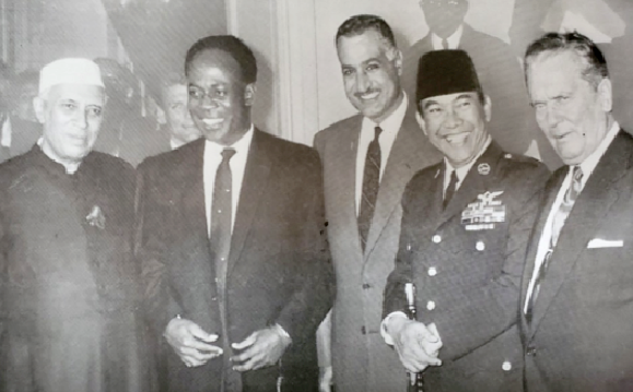 Founders of the Non-Aligned nations: Nehru (India), Nkrumah (Ghana), Nasser (Egypt), Sukano (Indonesia), Tito (Yugoslavia)