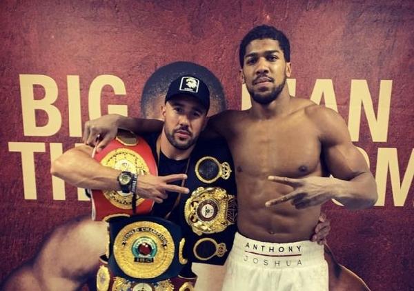 Anthony Joshua with trainer Angel Fernandez