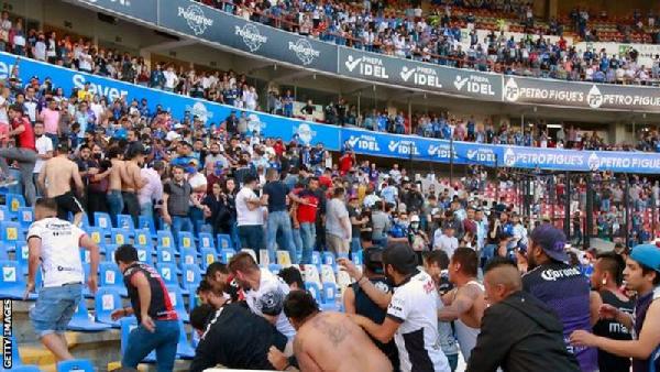 Fighting broke out between the opposing sets of fans at the La Corregidora stadium