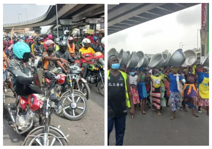 Yentua demo against E-Levy attracts hundreds of Okada riders, head potters