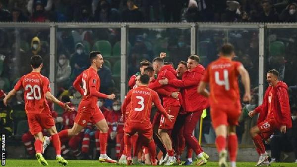 Aleksandar Trajkovski's injury-time winner sparked celebrations with the North Macedonia bench