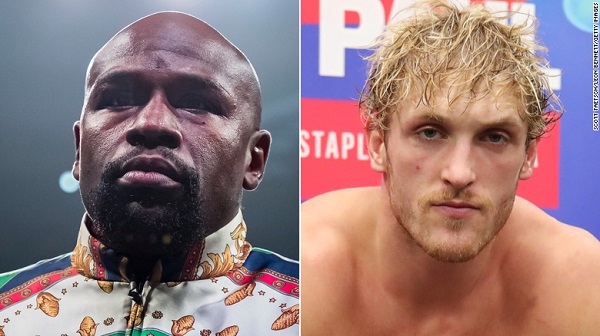 Floyd Mayweather (left) will fight Logan Paul in June.