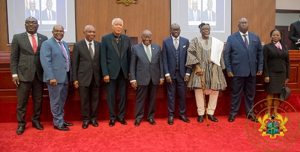 President Akufo-Addo (middle) and other dignitaries after the launch