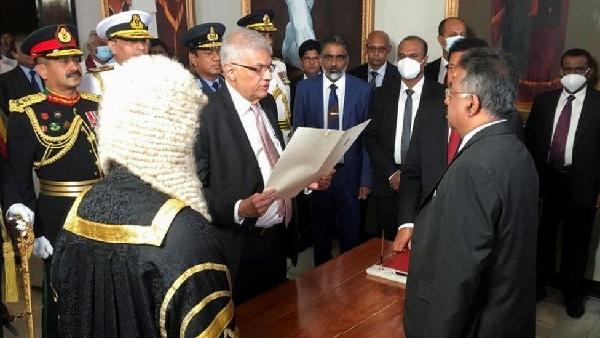 Ranil Wickremesinghe was sworn in as the new president of Sri Lanka by the Chief Justice in parliament