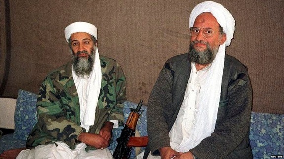 Bin Laden (left) and Zawahiri together declared war on the US and organised the 9/11 attacks