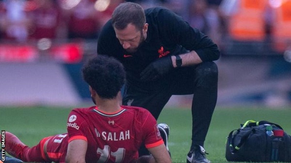 Salah went off early during the FA Cup final due to a groin problem