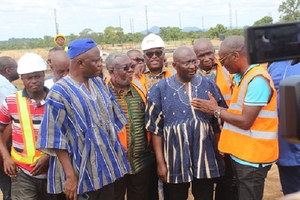 Dr Bawumia (second from right) being briefed at the project site