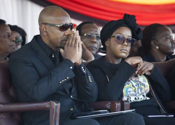 Bona Mugabe seen with her husband at the funeral of her father in 2019