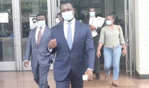 Stephen Opuni coming out of the court after proceedings