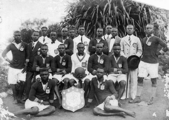 Photographer JK Bruce-Vanderpuije took this picture of an Accra football team in the 1920s