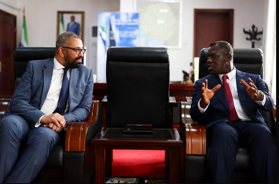 UK Foreign Secretary holds a bilateral meeting with Sierra Leone minister of Foreign Affairs and International Cooperation Samura Kamara during a visit to Sierra Leone. Picture by Simon Dawson