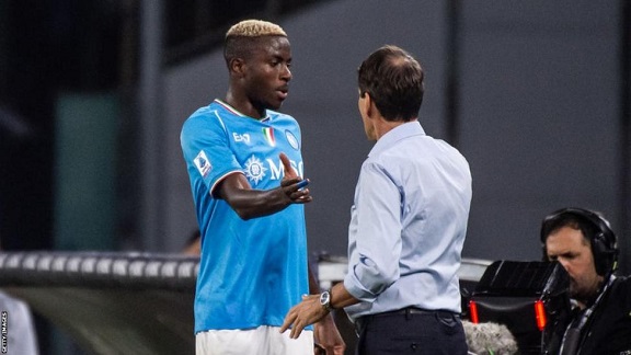 Victor Osimhen shook hands with Napoli boss Rudi Garcia after he was substituted in a 4-1 win over Udinese