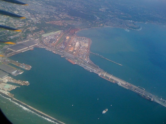 An aerial view of Takoradi Harbour 