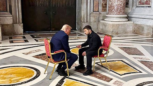 Donald Trump and Volodymyr Zelensky meet before Pope Francis's funeral