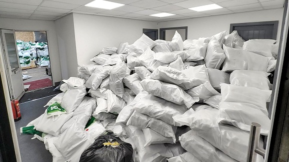 The two tonnes of cannabis seized. Pic: GMP/PA