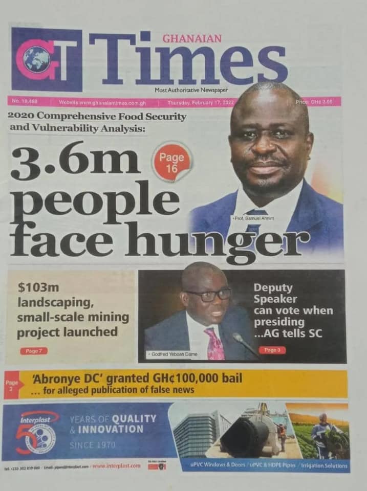 Newspapers Headlines Thursday February 17 22 Prime News Ghana