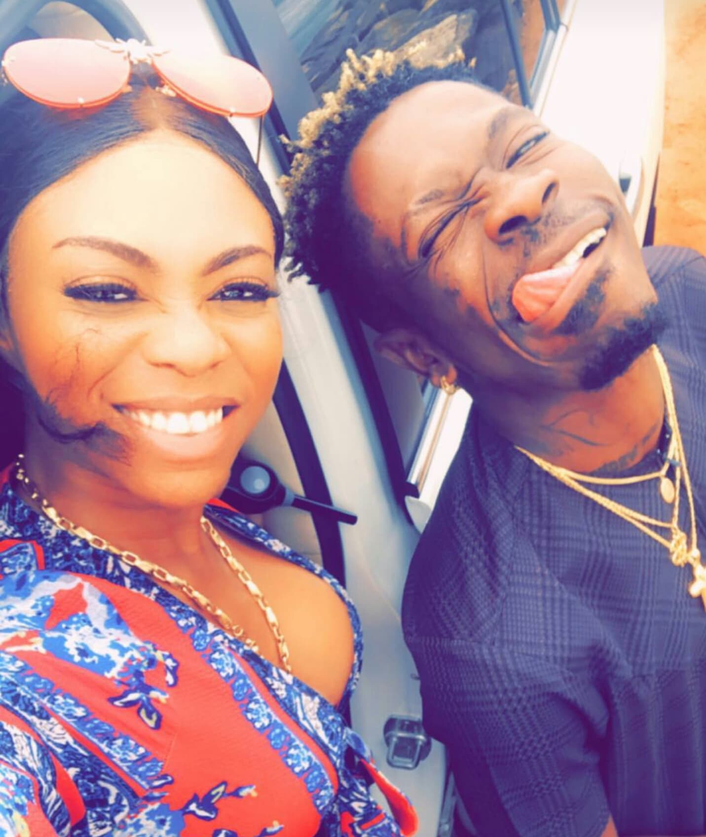 Shatta Wale takes â€˜babesâ€™ Shatta Michy for a ride after church