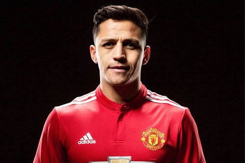 Alexis SÃ¡nchez in a Manchester United jersey