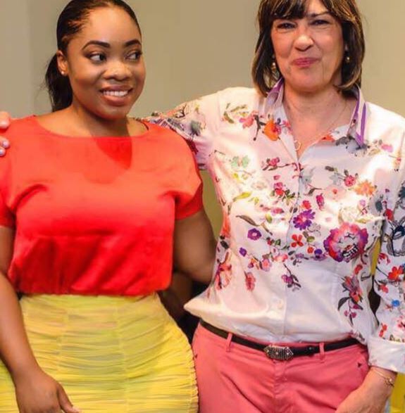 Christiane Amanpour and  Moesha Boduong after the interview