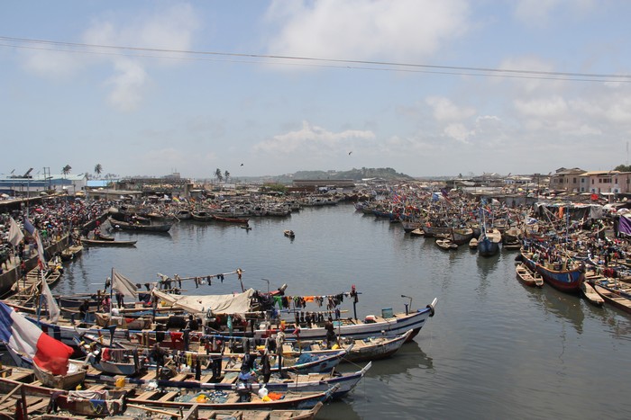 Sea of canoes dotted on the main fishing bay