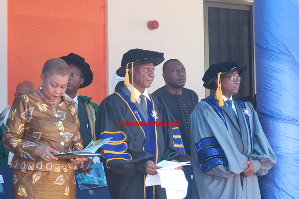 From left, Joyce Aryee,- Guest Speaker, Prof Kwasi  Ansu- Kyeremeh- Chairman of Council, and Dr Modestus Fosu - Acting Rector, GIJ