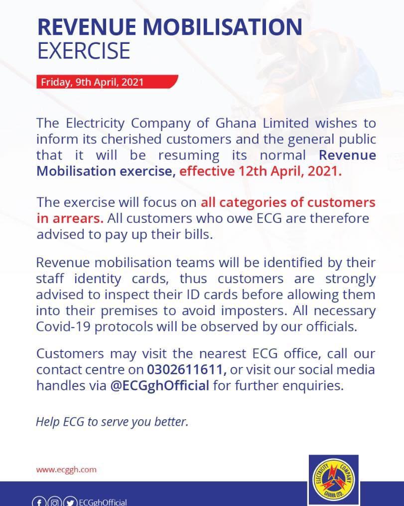 ECG to resume revenue mobilisation exercise from April 12 - Prime News Ghana