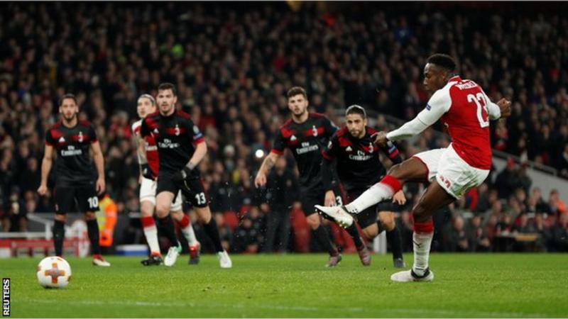 Danny Welbeck scored twice at the Emirates - his first European goals since October 2014