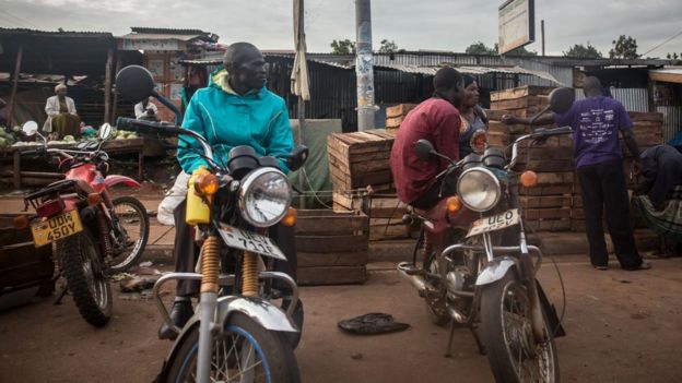 Motorbike taxis provide employment for thousands of young men in Uganda