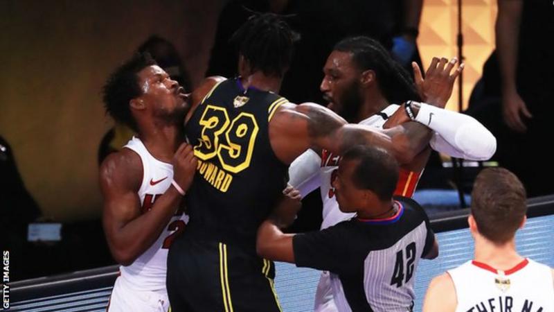 Tensions were high as Jimmy Butler and Dwight Howard clashed early on