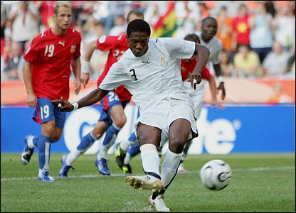 Asamoah Gyan scored Ghana's first ever goal at the World Cup in 2006