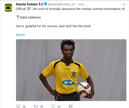 Kotoko part ways with Baba Mahama