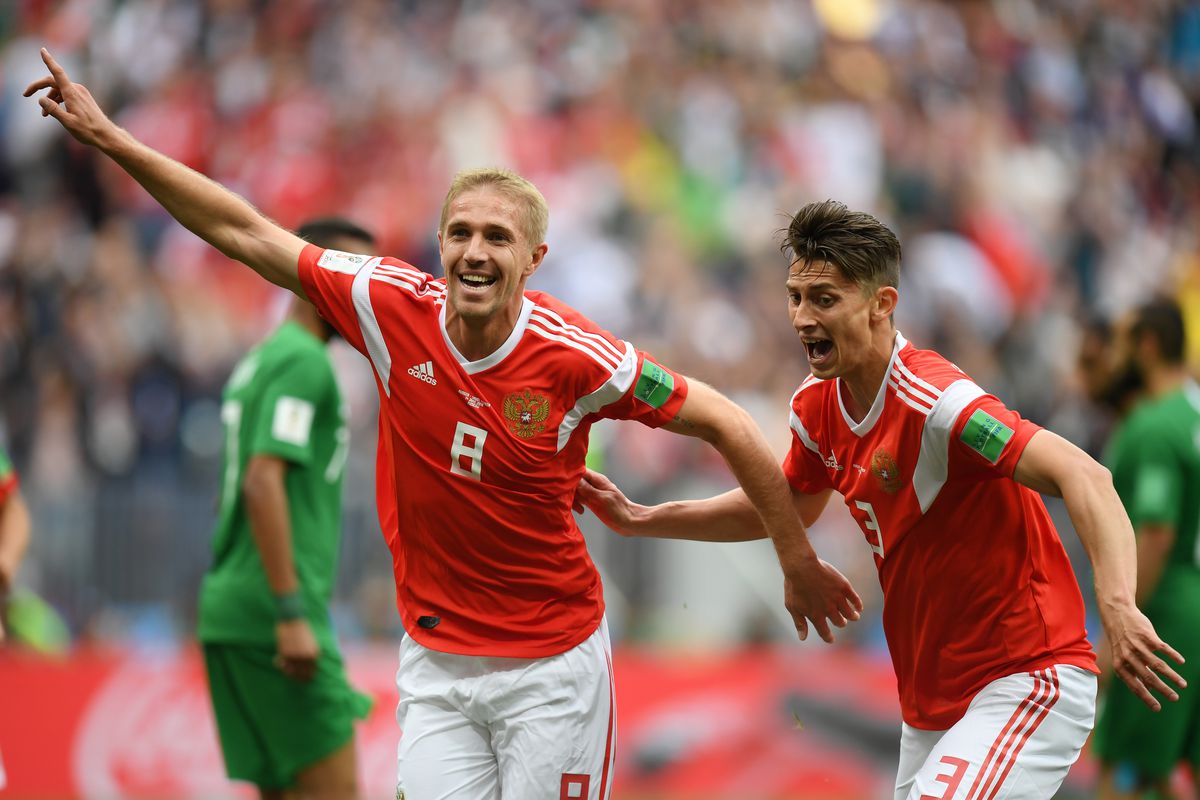 Russia's Gazinskiy scored the first goal