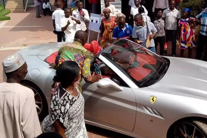 Chairman Wontumi in his ash Ferrari