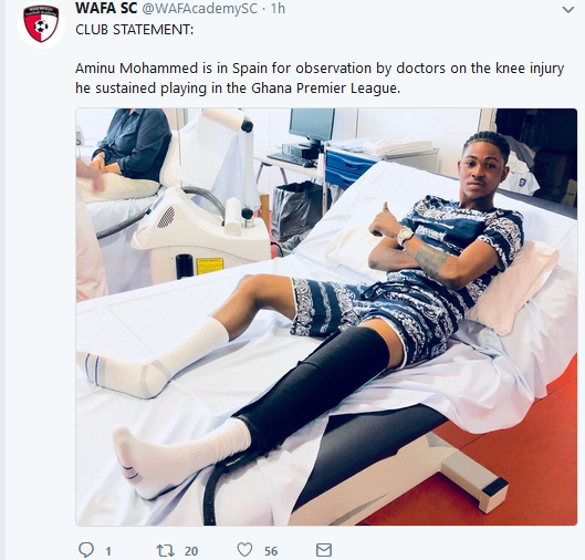 WAFA have released a statement indicating Aminu has arrived in Spain