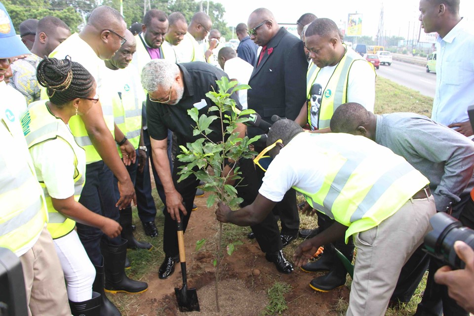 Rawlings at a tree planting exercise in Accra