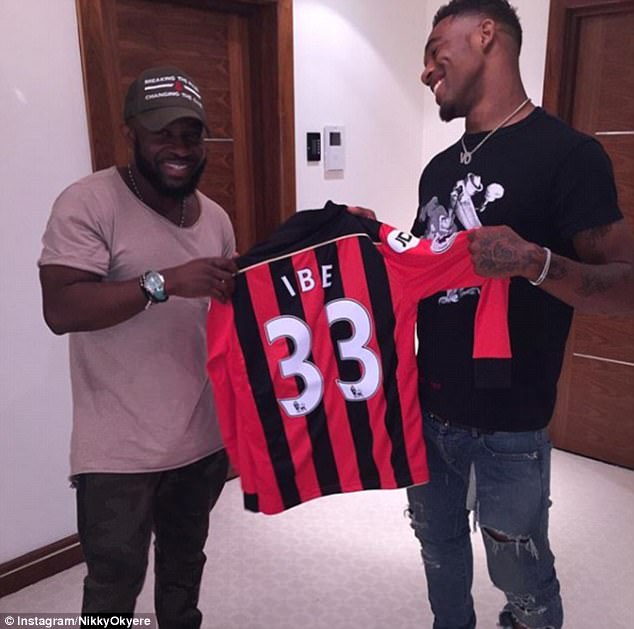 Bournemouth player Jordan Ibe and Nikky