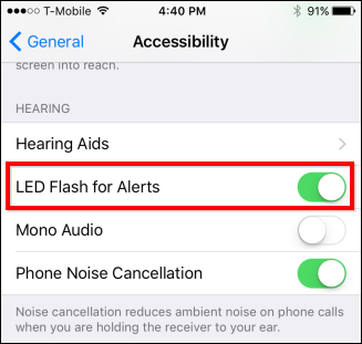 Receive notifications via camera flash