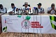 Nigeria Football Federation President Ibrahim Musa Gusau speaks at a news conference where he announced his resignation on August 27 [Greg Terlumun/Reuters]